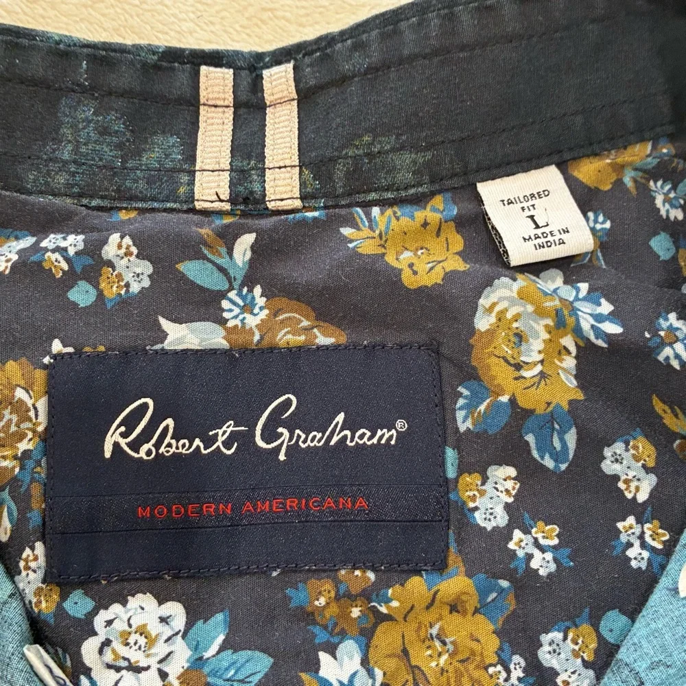 Robert Graham Modern Americana Shirt Mens Large Tailored Fit Floral Long Sleeve - Picture 7 of 9